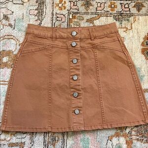 Caramel-colored denim skirt